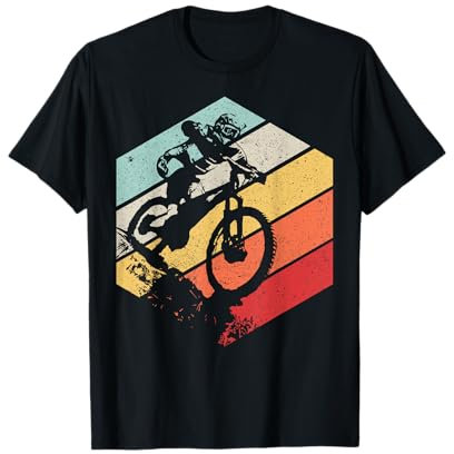 MTB Designs & Mountainbike Kollketion MTB Downhill Geschenk Retro T-Shirt für Herren, Schwarz, S, Crew Neck, Kurzarm, 100% Baumwolle, Mountain Biking, Outdoor-Abenteuer
