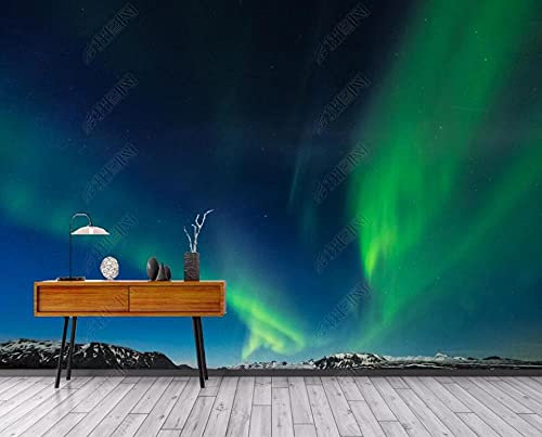 Tapete Kinderzimmer Fototapete Nordlicht-Berggipfel-Landschaft Tapeten Vliestapete Modern Schlafzimmer Wandtapete Bildtapete Wand Dekoration,350x250cm