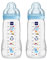 MAM Easy Active Water Bottle Set of 2 (330 ml), Baby Drinking Bottle With Teat Size 2, SkinSoft Silicone, Ergonomic Shape, 4+ Months, Space