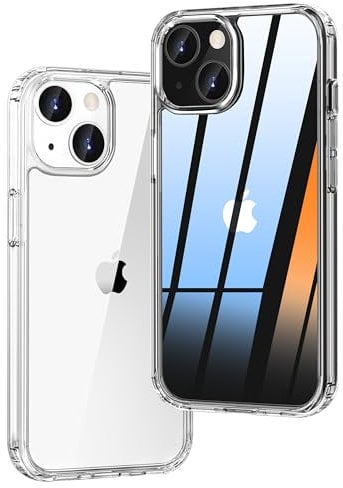 ONES iPhone 13 mini Durchsichtig Dünn Hart Hülle『Stoßfest Airbag Militärstandard』『Erhöhte Kanten Schutz Kamera Bildschirm』[Anti-Gelb] [rutschfest], PC + TPU Hybrid Silikonhülle für Apple 5,4 Zoll