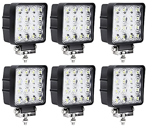 EINFEBEN Rechteck LED Arbeitsscheinwerfer IP67 Wasserdicht 12V 24V LED Scheinwerfer für LKW,Offroad, SUV, ATV,traktor Rückfahrscheinwerfer (48W 6 Stück)