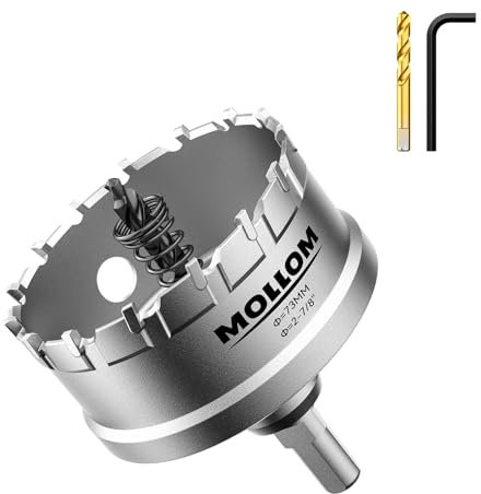 Mollom (73mm | 2-7/8'') Seghe a tazza in carburo pesante con 2 punte pilota, taglia acciaio inossidabile, acciaio dolce, ferro, rame, ottone, plastica
