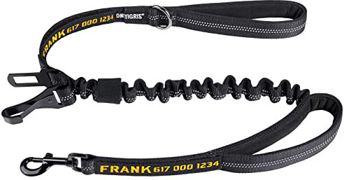 Onetigris Hunde Sicherheitsgurt & Doppel-Hundeleine 3 in 1, Heavy Duty Hundeleine für Auto, Langlebiger Nylon Reflektierender Tether mit Clip Hakenriegel & Schnalle, Zinklegierung drehen Karabiner