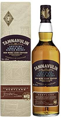Tamnavulin - Red Wine Cask, Single Malt Scotch Whisky Scozzese, con Maturazione Finale in Botti di Vino Rosso Grenache, Astucciato, 40%, Bottiglia in Vetro da 700 ml