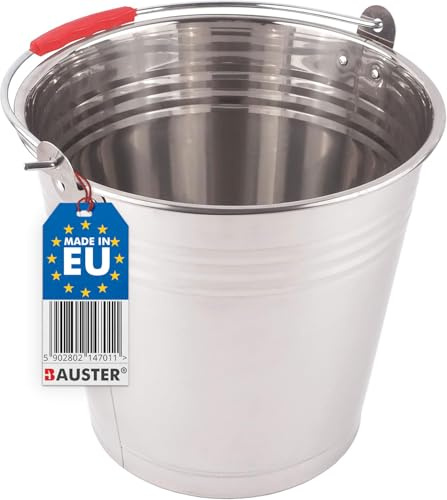 BAUSTER® Robuster 10 L Metalleimer Edelstahleimer Eimer Ascheeimer Industrieeimer, einfacher Griff Wassereimer, für Garten, ideale Kamin Zubehör Erweiterung Abfälle Küche