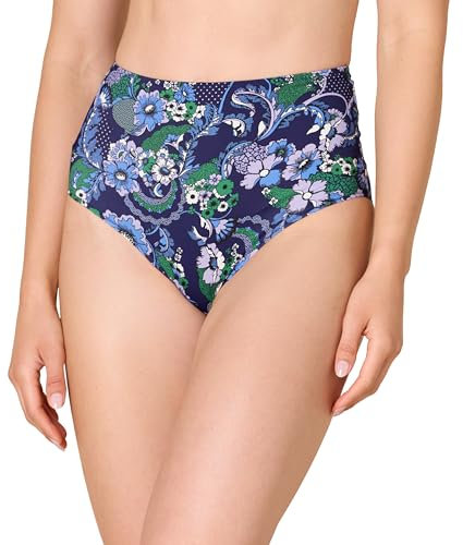 Amazon Essentials Bas de bain taille haute (grande taille disponible) Femme, Bleu Profond Motif Cachemire, 44