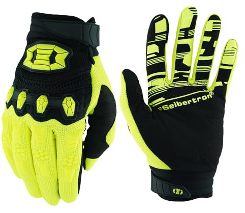 Seibertron Handschuhe - Unisex BMX MX ATV MTB Rennrad Mountainbike Fahrrad Offroad/Dirtbike Straßenrennen Motorrad Motocross Sport Touch-Erkennung Vollfinger-Handschuhe Fluo Yellow XXL