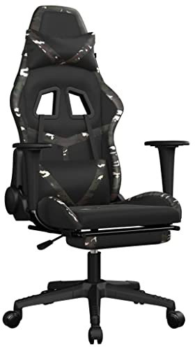 vidaXL Gaming Stuhl mit Massage Fußstütze Racing Chefsessel Bürostuhl Drehstuhl Sportsitz Bürosessel Schreibtischstuhl Schwarz Tarnfarben Kunstleder