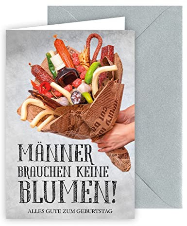 KE - Lustige Geburtstagskarte für Männer, Glückwunsch mit Humor, DIN B6 Klappkarte inklusive Umschlag, Männer Grußkarte - Motiv: Männerstrauss
