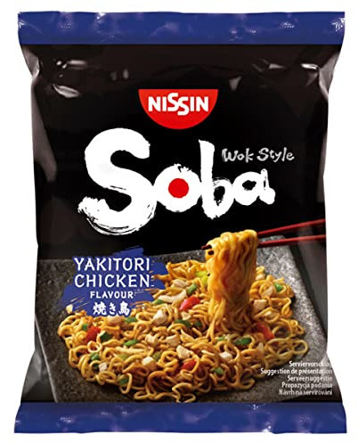 NISSIN Soba Wok Style Yakitori Chicken Flavoured Instant Noodles, 110 g Packet (Pack of 9)
