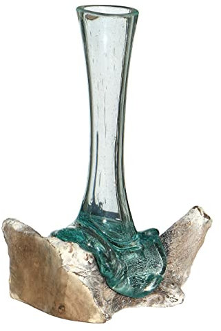 Wogeka - White Line Collection - Glas Vase Classic in Wurzel-Holz Gamal - im modernen Style aus Holz als Geschenk-Idee zu Weihnachten Geburtstag Dekoration (Classic 30w)