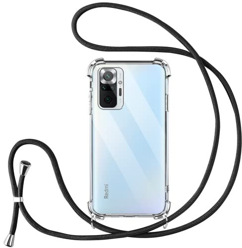Vauki handyband für Xiaomi Redmi Note 10 Pro 4G Hülle mit Band Handyhülle Silikon Transparent zum Umhängen Stoßfest mit Kordel Necklace Schnur TPU Bumper Case für Redmi Note 10 Pro 4G 6.67 Zoll