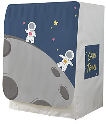 Odot Funda Lavadora Exterior Impermeable, Universal Cubierta para Lavadora y Secadora Carga Frontal, Funda de Protección Solar Antipolvo con Cremallera (Viaje Espacial,L-Capacidad 9-12kg)