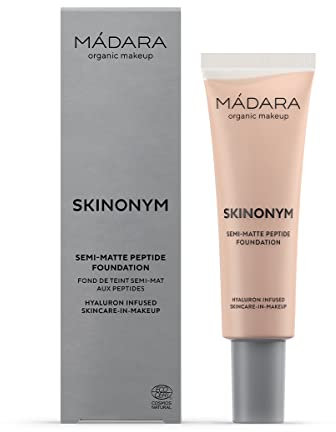 MÁDARA Organic Skincare SKINONYM Semi-Matte Peptide Foundation #30 ROSE IVORY 30ml – Kollagenpeptide, Hautanpassung, Dermatologisch Getestet – Foundation Make Up, Fondation Damen