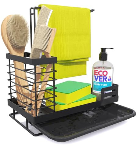 Estefanlo Sink Caddy, Kitchen Sink Organiser, Sturdy Sponge Holder, Kitchen Caddy, Easy Clean Sink Tidy