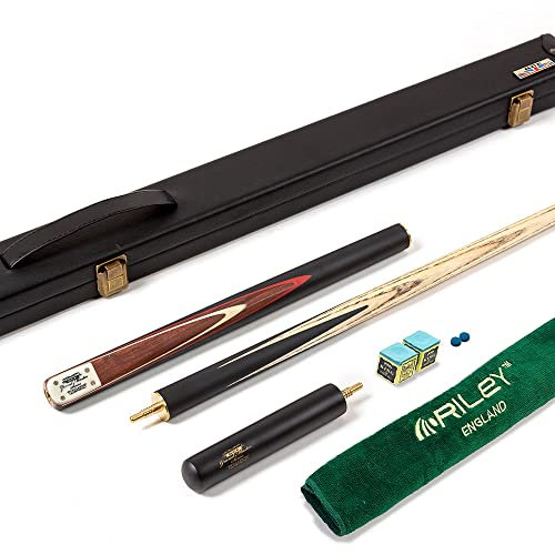 BCE Grandmaster Queue de Billard 3/4 avec Extension et étui Rigide - 145cm Queue de Snooker avec Pointe de 9,5 mm Manche - Frêne d'Amérique du Nord épissé à la Main Sapele Acajou (GM-400)
