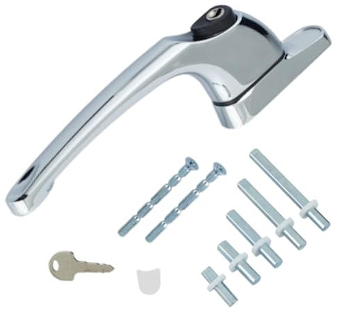 [Fixings Direct] Universeller Espag UPVC-Fenstergriff, abschließbar, Multi-Spindel (3 Farben Weiß, Gold, Chrom), ergonomisches Design, einfache Installation, inklusive Schlüssel und Beschläge