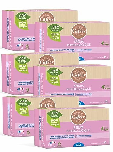 Gifrer Sérum Physiologique lavage nasal et ophtalmique NOUVEAU - Pack de 6 Boites de 24 x 10 ml