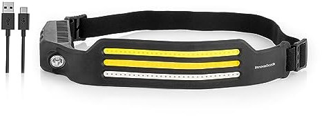 InnovaGoods® Linterna frontal, linternas led alta potencia 10 modos de iluminación, linterna cabeza Luz LED 3x30 SMD LED Temperatura de color 550-620K, linterna frontal recargable, Elástico Ajustable.