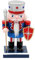Dekohelden24 Holz Nussknacker Soldat in blau, Silber und rot, L/B/H 9 x 7 x 16 cm