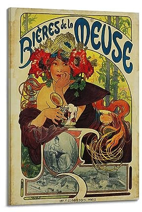 RedVos Poster Beers From The Maas von Alphonse Mucha, Kunst, Leinwand, Gemälde, Dekor, Wanddruck, Fotogeschenke, Heimdekoration, moderne Dekorationen, 40 x 60 cm