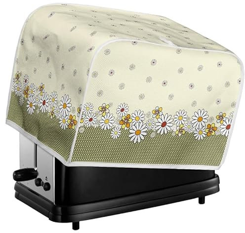 Kuiaobaty White Daisy Flowers Toaster Cover for 2 Slice (11.5 x 8 x 8 inches), Green Polka Dots Toaster Cover with Hook Washable,S
