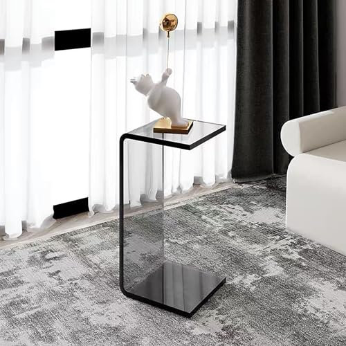 Beistelltisch Aus Acryl - Klein, Schmal, Nachttisch Aus Glas, Couch-Tisch, Schoßschreibtisch, Couchtisch (Farbe: Grau, Größe: H-55)