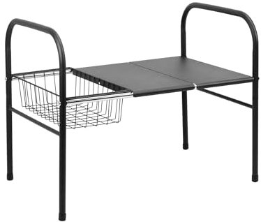 QWORK® küchenregal arbeitsplatte, teleskopregal küche, ausziehbares spülbeckenregal, 55-85cm, rostfrei & platzsparend