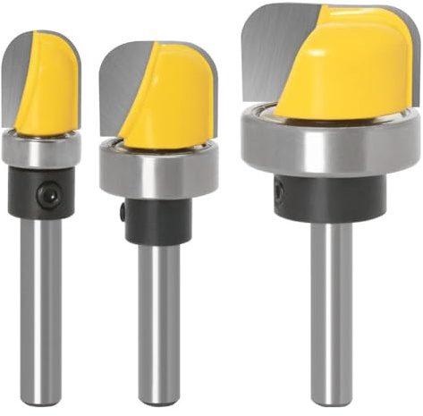 KOMUNJ Lot de 3 fraises rondes de 8 mm pour bol et plateau - Fraise à gorge creuse - Pour outils de coupe, travail du bois, shaker