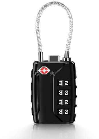 Cadenas Valise TSA, Cadenas Code 4 Chiffres Cadenas Valise Avion, Serrures à Bagages Cadenas Voyage pour Valise Avion Casier (noir)