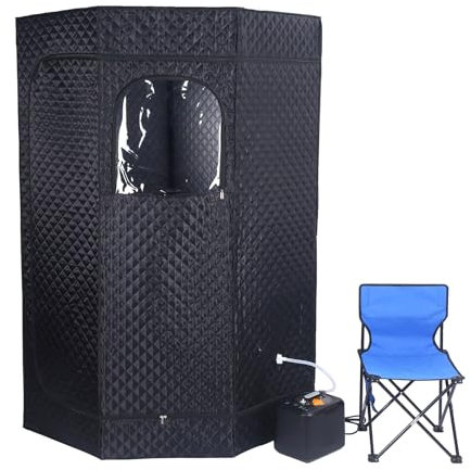 Tenda da Sauna Portatile per la Casa, Sauna a Vapore Personale, Box Sauna Pentagonale con Macchina a Vapore da 3 Litri e Sedia Pieghevole, Bagno Turco per Sauna Interna/Esterna, Rilassati Ovunque