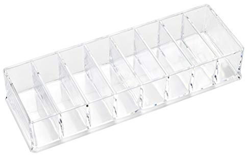 FOCCTS Bandeja de maquillaje con 8 compartimentos de acrílico, Organizador de Maquillaje Acrílico bandeja organizadora de maquillaje para almacenamiento de sombra de ojos, lápiz labial transparente