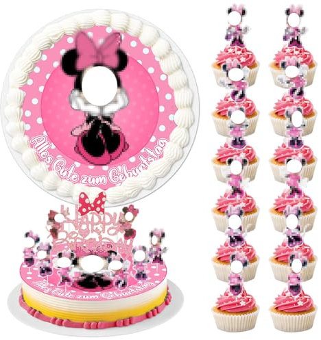 Essbar Tortenaufleger Mädchen 14 Stück, 20 cm Tortendeko Essbar Mädchen mit Cake Topper, Esspapier Tortendeko Foto, Kuchendeko Geburtstag Mädchen