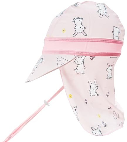 crazy bean Sonnenhut Kinder für Strand Schwimmbäder Schirmmütze mit Nackenklappe Sommermütze Fischerhut Lässig Sonnenhut für Junge Mädchen mit Verstellbarer Kinnriemen Regenhut