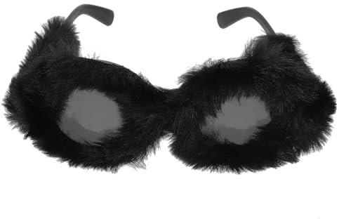Hohopeti Lustige Sonnenbrille Rund mit Plüschrand, Schwarz