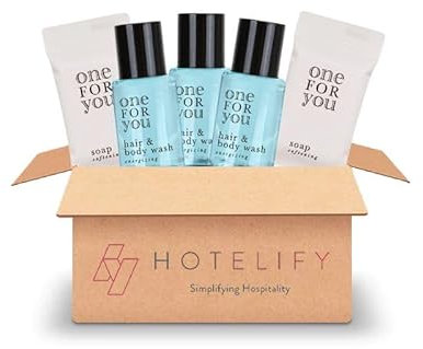 Mini kit cortesia bagno One For Your per B&B, Airbnb, case vacanza e Hotel - 100 pezzi: 50 saponette 10gr e 50 shampoo doccia 20ml