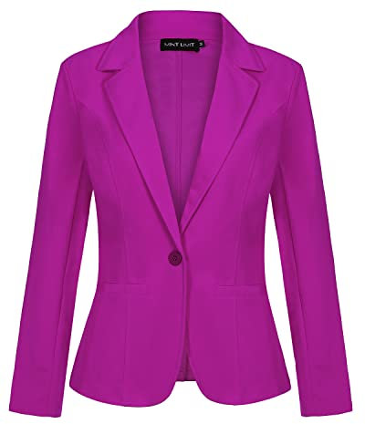 LADI TREND Womens Long Sleeve Blazers Tailored Jacket Formal Lapel Suit (Dark Purple M)