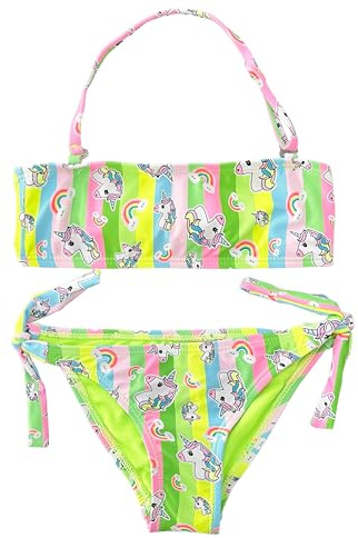 Maillot de Bain pour Filles et Filles Deux pièces Bikini Set Beachwear Entiers réglable cod.5300 (FR/ES, Âge, 4 Ans, Taille Normale, 9223 Vert)