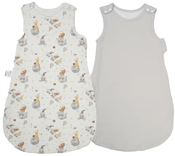 WYTbaby Schlafsack Baby Ganzjahres Ärmellos Schlafsack 1 Tog-100% Baumwolle-Seitlich ReißVerschluss Und Druckknöpfe-2er Pack Babyschlafsack für Mädchen Jungen（Grau, 80cm