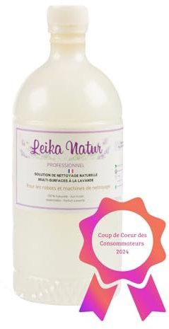 Leika Natur Compatible avec Bissell Produit nettoyant pour robots, machines et aspirateurs à eau, Shampouineuse, 100% Naturel-Fabrication Française Ultra concentré et écologique,730 ML,Parfum Lavande