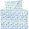 Hans-Textil-Shop Seersucker Kinderbettwäsche Baumwolle - Bügelfrei, Bettwäsche, Kinder, Baby, Mädchen, Jungen, Kinderbett, Babybett (Igel Blau, 135x200 + 80x80 cm)