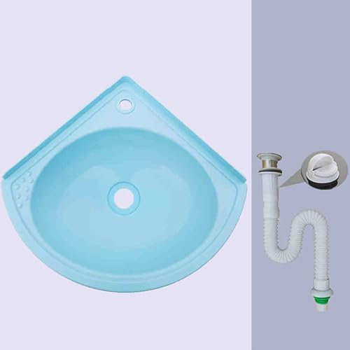 MQZHUK Lavabo Mural en Résine, 28x28x12cm/11x11x4.7inch Lavabo Suspendu avec Robinet et Kit de Drainage, Bac pour Lavabo pour la Salle de Bain et Les Toilettes Bleu