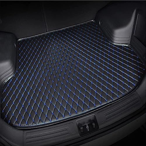 GREB Auto Leder Kofferraummatten für Skoda Karoq 2017 2018 2019 2021 2022 2023 2024 2025, rutschfest Kofferraumwanne Kofferraum Schutzmatte Kofferraumschutz Zubehör,Black-Blue