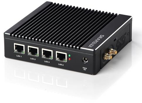 Sharevdi Firewall Mini PC,4X Intel 2.5 GbE i225/i226 LAN Intel J4125 4C/4T Micro Firewall Appliance, AES NI, 4G DDR4 RAM 64 GB mSATA SSD wi-fi Kompatibel mit pfsense/OPNsense
