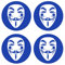 Sammys Shirt Store Anonymous Maske Guy Fawkes Mask Kennzeichen-Vinyl-Aufkleber 4Stück für EU-Kreis