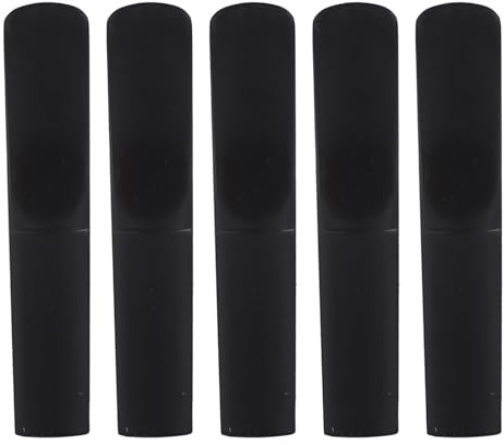 5 Stück Klarinettenblätter, Bb-Klarinettenharzblätter, Traditionelle Stärke, 2,5 Blätter, Dünnere Blätterspitze für Übung und Leistung (BLACK)