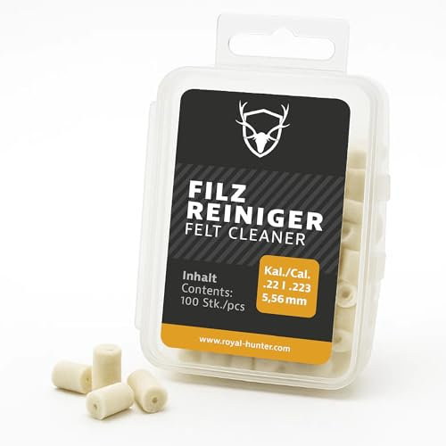 Royal Hunter ® - Filz-Laufreiniger I Laufreiniger aus Filz für Gewehre, Flinten, Pistolen & Revolver, Filz-Reiniger für alle Kaliber zur Waffenreinigung & Waffenpflege (Kal./Cal 22 I .223 5,56 mm)