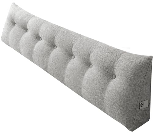 Lesekissen Dreieckiges Sofakissen Kopfteil Lange Kissen für Sofa Bettstütze Keil zum Lesen Entspannen 200 x 50 x 20 cm Limette Silber