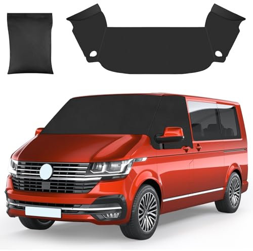 Auto Windschutzscheiben Abdeckung für VW T6, 600D Oxford Frontscheibe Fenster Cover mit VW, Faltbar Sonnenschutz Winter Windschutzscheiben Abdeckung, Car Thermomatten Sonne, Staub, Schnee