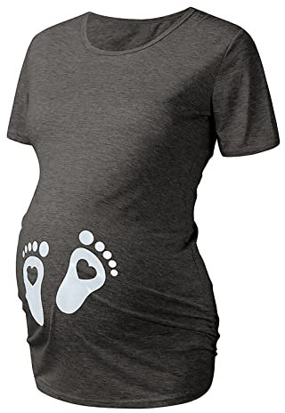 NAJZYBA T-Shirt Maternite Haut Femme T-Shirt de maternité à Manches Courtes et col en O pour Femmes Enceintes Femme Manches Longues de maternité Motif Grossesse Amusant Humour imprimé